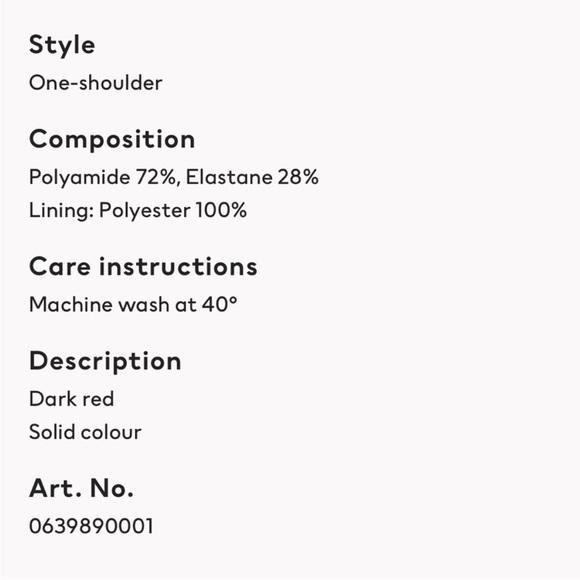 H&M Dark Red One Shoulder Bikini Top NWT - Picture 6 of 8